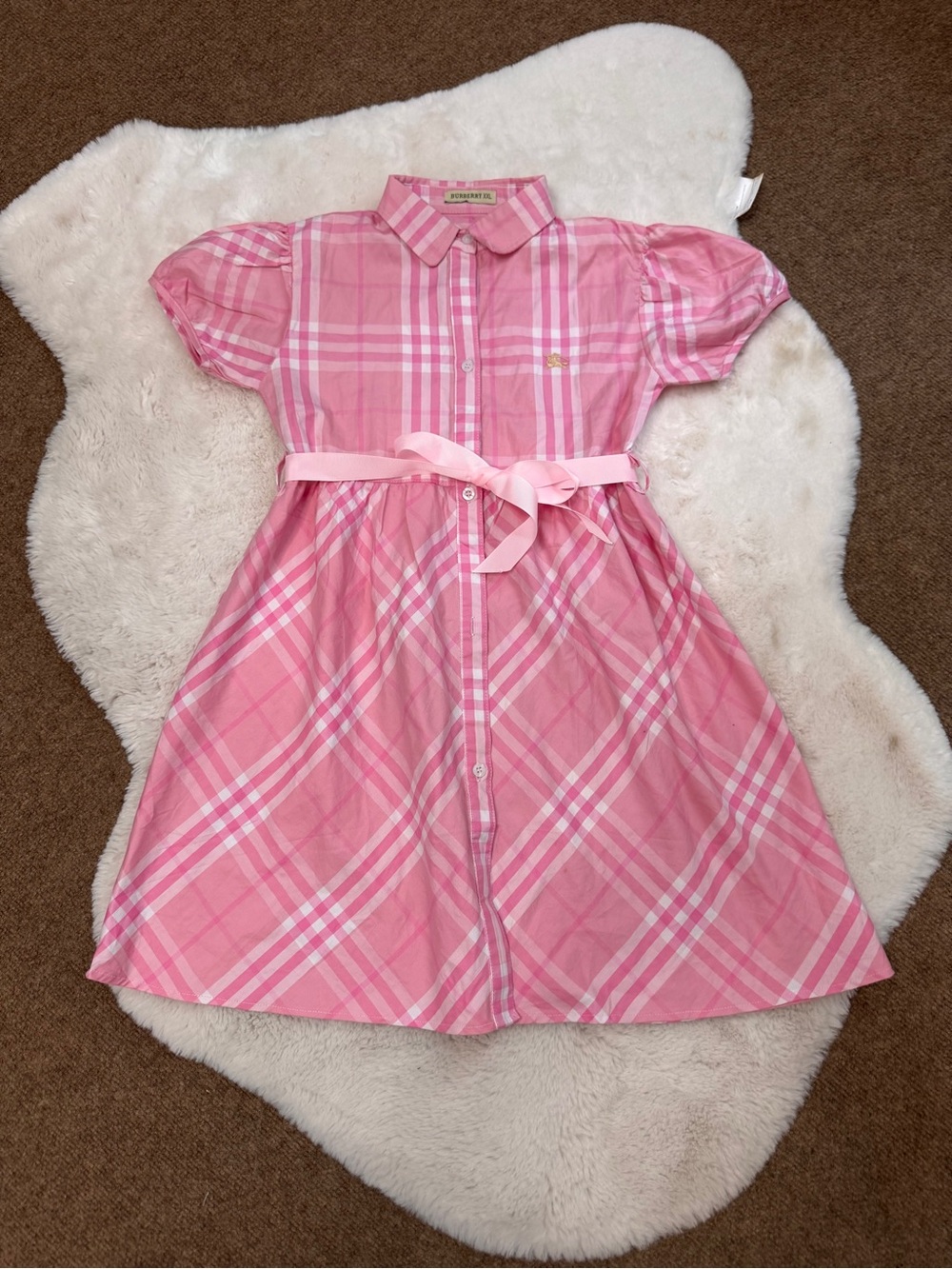 Burberry Pink Plaid Button-Up Shirt